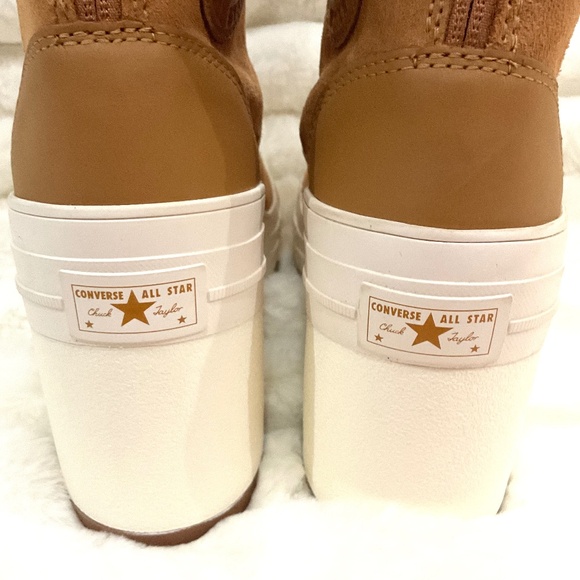 Tan Converse Knee High Lug Sole Boots – Women’s Leather Lace Up Size 9 - Picture 11 of 16